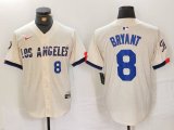 Cheap Men's Los Angeles Dodgers #8 Kobe Bryant Number Cream 2024 City Connect Limited Stitched Jersey