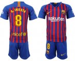 Wholesale Cheap Barcelona #8 A.Iniesta Home Kid Soccer Club Jersey