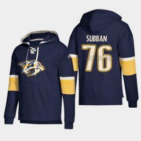 Wholesale Cheap Nashville Predators #76 P.K Subban Navy adidas Lace-Up Pullover Hoodie