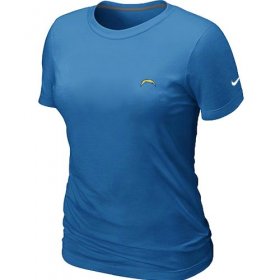 Wholesale Cheap Women\'s Nike Los Angeles Chargers Chest Embroidered Logo T-Shirt Light Blue