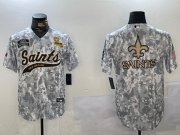 Cheap Men's New Orleans Saints Team Big Logo 2024 Arctic Camo Salute To Service Stitched Baseball Jerseys