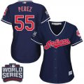 Wholesale Cheap Indians #55 Roberto Perez Navy Blue 2016 World Series Bound Women's Alternate Stitched MLB Jersey