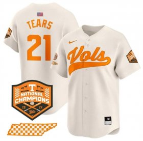 Men\'s Tennessee Volunteers #21 Kavares Tears Cream 2024 Champions Vapor Limited Stitched Jersey