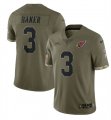 Wholesale Cheap Men's Arizona Cardinals #3 Budda Baker 2022 Olive Salute To Service Limited Stitched Jersey