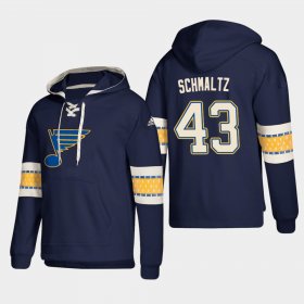 Wholesale Cheap St. Louis Blues #43 Jordan Schmaltz Blue adidas Lace-Up Pullover Hoodie