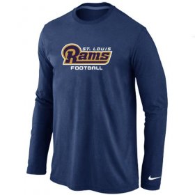 Wholesale Cheap Nike Los Angeles Rams Authentic Font Long Sleeve T-Shirt Dark Blue