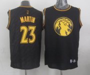 Wholesale Cheap Minnesota Timberwolves #23 Kevin Martin Revolution 30 Swingman 2014 Black With Gold Jersey