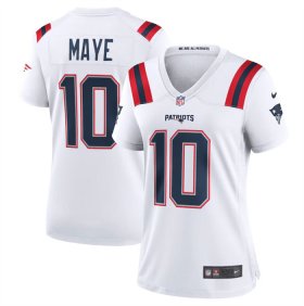 Cheap Women\'s New England Patriots #10 Drake Maye 2024 Draft White Football Stitched Jersey(Run Small)