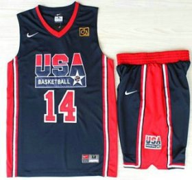 Wholesale Cheap USA Basketball 1992 Olympic Dream Team #14 Charles Barkley Blue Jerseys & Shorts