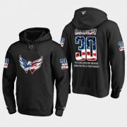 Wholesale Cheap Capitals #30 Ilya Samsonov NHL Banner Wave Usa Flag Black Hoodie