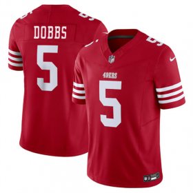 Cheap Men\'s San Francisco 49ers #5 Josh Dobbs Red 2024 F.U.S.E. Vapor Untouchable Limited Football Stitched Jersey