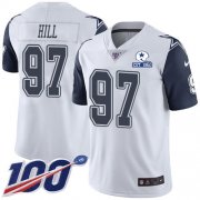 Wholesale Cheap Nike Cowboys #97 Trysten Hill White Men's Stitched With Established In 1960 Patch NFL Limited Rush 100th Season Jersey