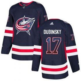 Wholesale Cheap Adidas Blue Jackets #17 Brandon Dubinsky Navy Blue Home Authentic Drift Fashion Stitched NHL Jersey