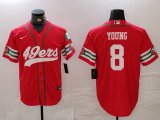 Men's San Francisco 49ers #8 Steve Young Red Mexico Cool Base Stitched Baseball Jersey