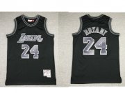 Wholesale Cheap Men's Los Angeles Lakers #24 Kobe Bryant Black With Silver Hardwood Classics Soul Swingman Throwback Jersey