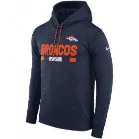 Wholesale Cheap Men\'s Denver Broncos Nike Navy Sideline ThermaFit Performance PO Hoodie