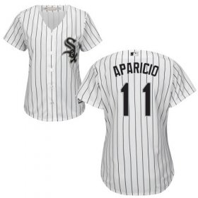 Wholesale Cheap White Sox #11 Luis Aparicio White(Black Strip) Home Women\'s Stitched MLB Jersey