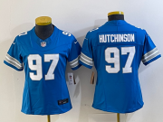 Cheap Women's Detroit Lions #97 Aidan Hutchinson Limited Blue 2024 FUSE Vapor Jersey