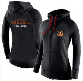 Wholesale Cheap Women\'s Nike Cincinnati Bengals Full-Zip Performance Hoodie Black