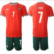 Cheap Men's Portugal Team #7 Luis Figo 2025 Red Home Soccer Jersey Suit