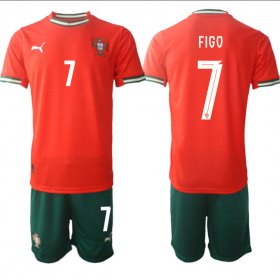 Cheap Men\'s Portugal Team #7 Luis Figo 2025 Red Home Soccer Jersey Suit