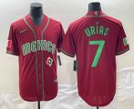 Cheap Men's Mexico Baseball #7 Julio Urias 2023 Red Green World Baseball Classic Stitched Jersey