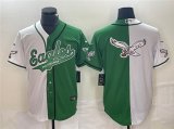 Men's Philadelphia Eagles Green White Split Team Big Logo Cool Base Stitched Baseball Jersey