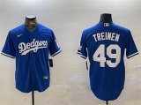 Cheap Men's Los Angeles Dodgers #49 Blake Treinen Royal Cool Base Stitched Baseball Jersey