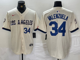 Wholesale Cheap Men\'s Los Angeles Dodgers #34 Toro Valenzuela Number Cream 2024 City Connect Limited Stitched Jerseys