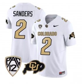 Cheap Men\'s Colorado Buffaloes #2 Shedeur Sanders White Football Jersey