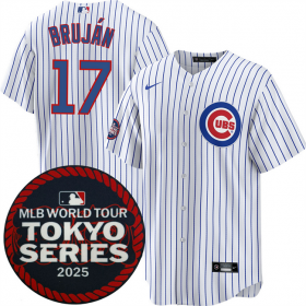 Cheap Men\'s Chicago Cubs #17 Vidal Brujan White 2025 World Tour Tokyo Series Home Stitched Baseball Jersey