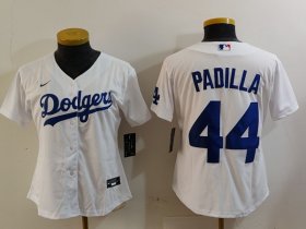 Women\'s Los Angeles Dodgers #44 Vicente Padilla White Cool Base Stitched Jersey