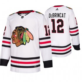 Wholesale Cheap Chicago Blackhawks #12 Alex Debrincat 2019-20 Away Authentic Player White NHL Jersey