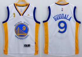 Wholesale Cheap Men\'s Golden State Warriors #9 Andre Iguodala White 2015 Championship Patch Jersey