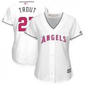 Wholesale Cheap Angels #27 Mike Trout White Mother's Day Cool Base Women's Stitched MLB Jersey