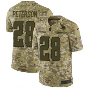 Wholesale Cheap Nike Vikings #28 Adrian Peterson Camo Youth Stitched NFL Limited 2018 Salute to Service Jersey