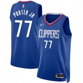 Men\'s Los Angeles Clippers #77 Kevin Porter Jr Blue Icon Edition Stitched Jersey