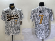 Cheap Men's New Orleans Saints #7 Taysom Hill Arctic Camo 2024 Salute to Service Stitched Baseball Jerseys