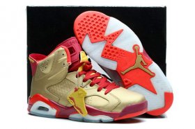 Wholesale Cheap Air Jordan 6 Retro Shoes Gold/red