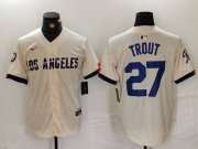 Cheap Men's Los Angeles Dodgers #27 Mike Trout Cream 2024 City Connect Limited Stitched Jersey