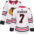 Wholesale Cheap Adidas Blackhawks #7 Brent Seabrook White Road Authentic Women's Stitched NHL Jersey