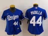 Women's Los Angeles Dodgers #44 Vicente Padilla Number Blue Cool Base Stitched Jerseys