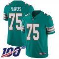 Wholesale Cheap Nike Dolphins #75 Ereck Flowers Aqua Green Alternate Men's Stitched NFL 100th Season Vapor Untouchable Limited Jersey