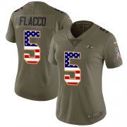 Wholesale Cheap Nike Ravens #5 Joe Flacco Olive/USA Flag Women's Stitched NFL Limited 2017 Salute to Service Jersey