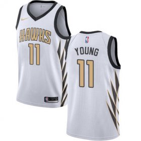 Wholesale Cheap Men\'s Nike Atlanta Hawks #11 Trae Young White NBA City Edition Jersey