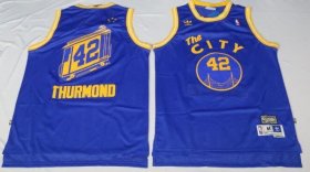 Wholesale Cheap Men\'s Golden State Warriors #42 Nate Thurmond The City Blue Hardwood Classics Soul Swingman Throwback Jersey