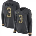 Wholesale Cheap Nike Buccaneers #3 Jameis Winston Anthracite Salute to Service Women's Stitched NFL Limited Therma Long Sleeve Jersey