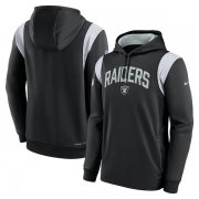 Wholesale Cheap Mens Las Vegas Raiders Black Sideline Stack Performance Pullover Hoodie