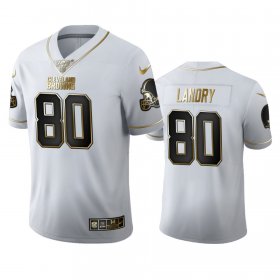 Wholesale Cheap Cleveland Browns #80 Jarvis Landry Men\'s Nike White Golden Edition Vapor Limited NFL 100 Jersey