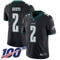 Wholesale Cheap Nike Eagles #2 Jalen Hurts Black Alternate Men's Stitched NFL 100th Season Vapor Untouchable Limited Jersey